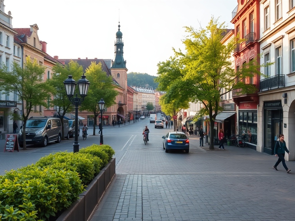 Mapa Pruszcza Gdańskiego z zaznaczoną infrastrukturą, przedstawiająca bogatą ofertę usług i udogodnień dla mieszkańców.